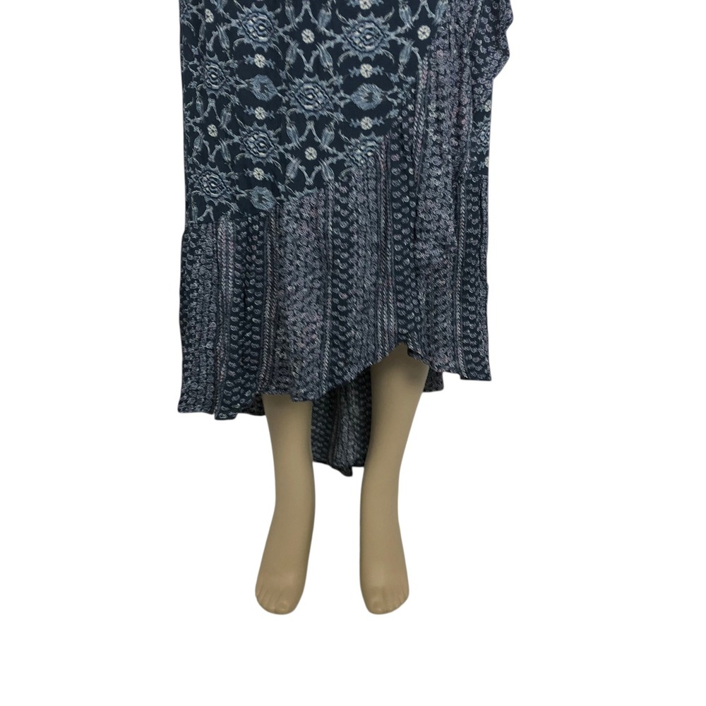 Knox Rose Boho Floral Ruffle High Low Maxi Skirt XXL Festival Hippie Navy Blue - Picture 4 of 12